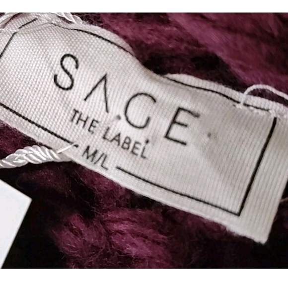 Sage The Label Mina Cardigan Med Lg Burgundy Purple Bobble Fuzzy Cable Knit Nwt - Picture 9 of 12